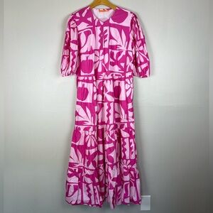 Oliphant Twiggy Pink Floral Tiered Maxi Dress Women’s Size 2XL